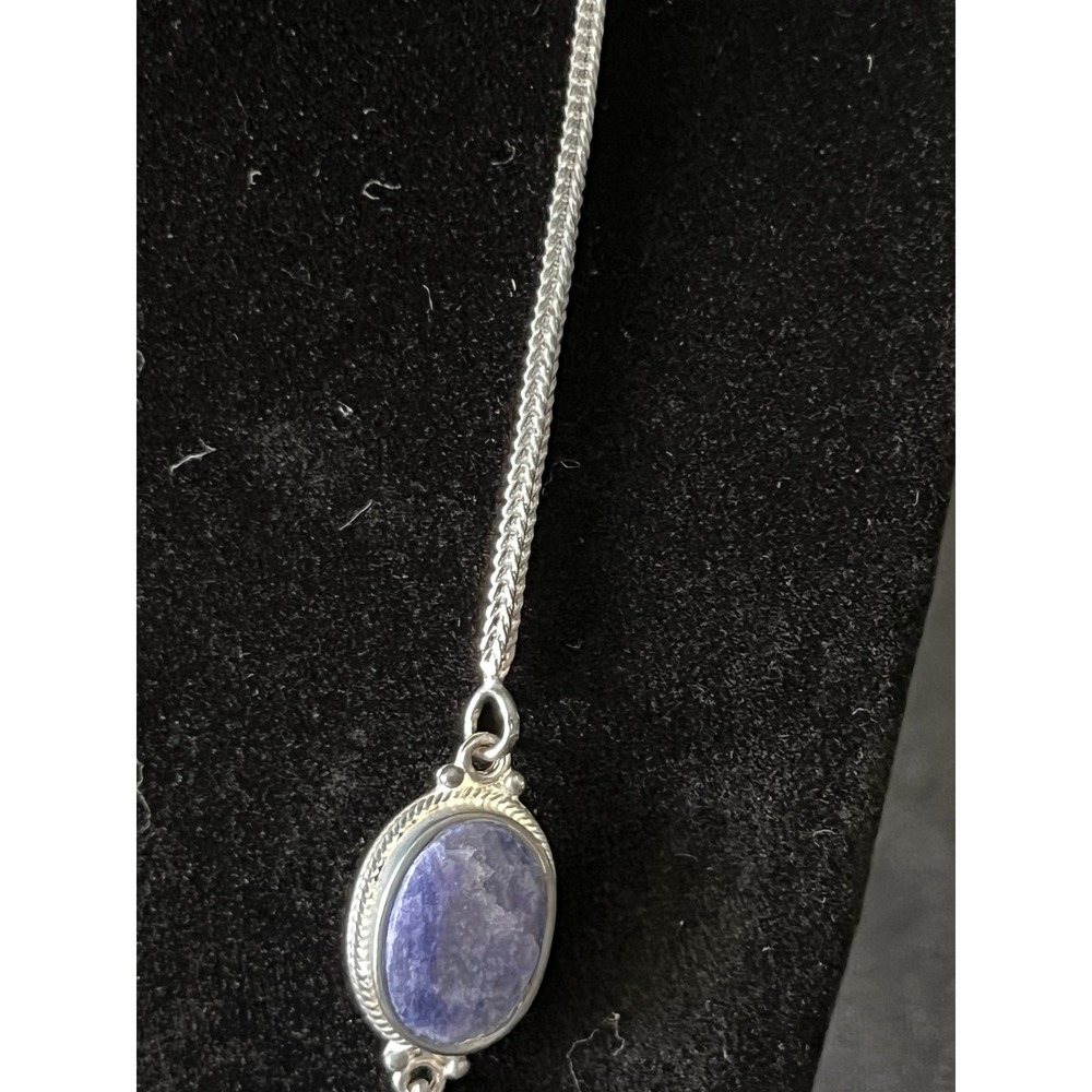 Stauer Necklace and Earring Set Sterling Silver Simulated Sapphire Jewelry Women - Picture 5 of 8